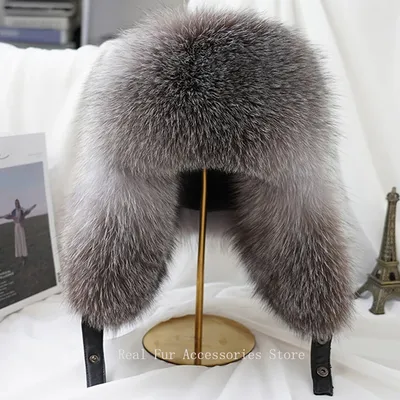 Winter 100% Real Silver Fox Fur Bomber Hat Raccoon Fur Ushanka Cap Trapper Russian Ski Hats Caps Real Leather Winter 100% Real Silver Fox Fur Bomber Hat Raccoon Fur Ushanka Cap Trapper Russian Ski Hats Caps Real Leather