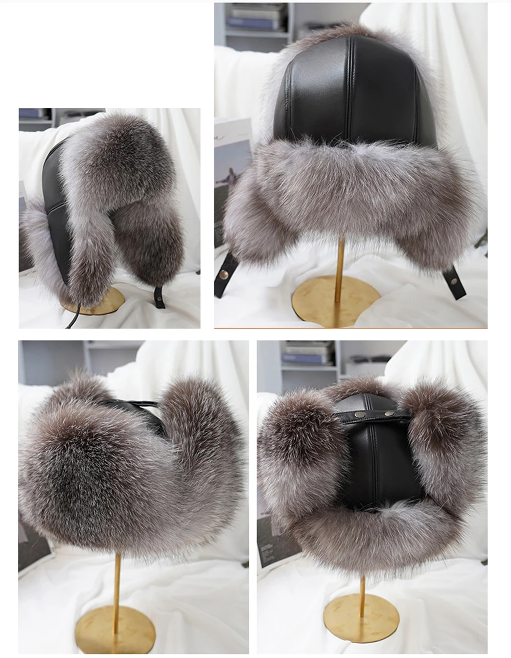 Winter 100% Real Silver Fox Fur Bomber Hat Raccoon Fur Ushanka Cap Trapper Russian Ski Hats Caps Real Leather Winter 100% Real Silver Fox Fur Bomber Hat Raccoon Fur Ushanka Cap Trapper Russian Ski Hats Caps Real Leather