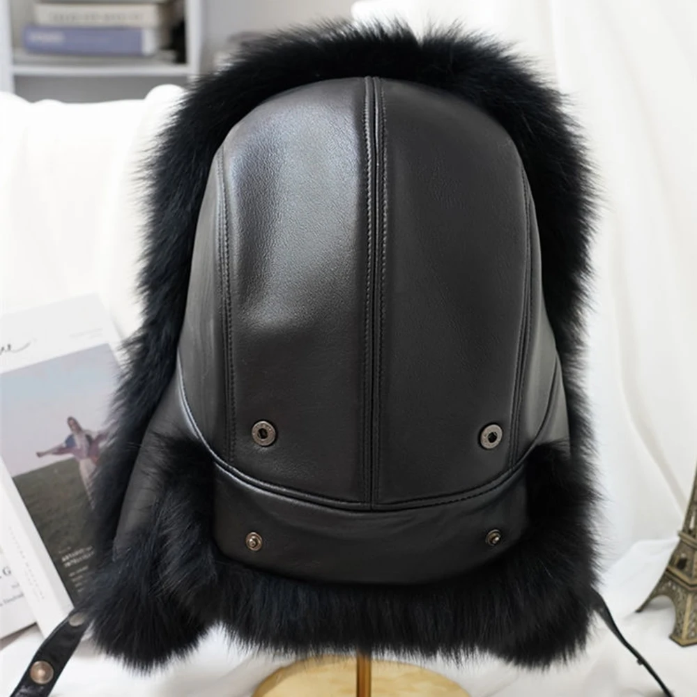 Winter 100% Real Silver Fox Fur Bomber Hat Raccoon Fur Ushanka Cap Trapper Russian Ski Hats Caps Real Leather Winter 100% Real Silver Fox Fur Bomber Hat Raccoon Fur Ushanka Cap Trapper Russian Ski Hats Caps Real Leather