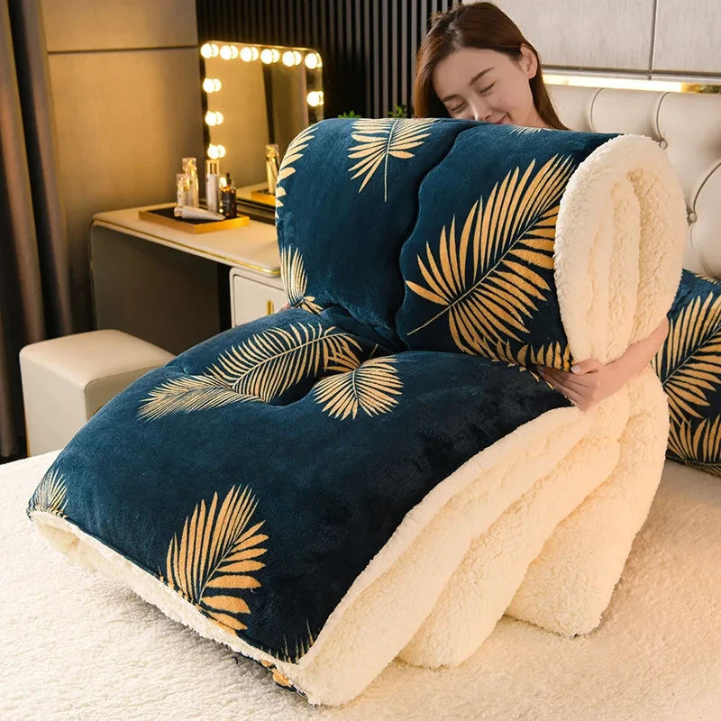 Winter Bedding Thick Quilt Blanket Thickened Warm Flannel Fleece Comforter for Cold Nights Set Bed Duvets Quilts the Winter Bedding Thick Quilt Blanket Thickened Warm Flannel Fleece Comforter for Cold Nights Set Bed Duvets Quilts the