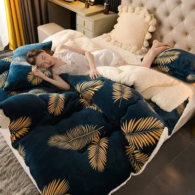 Winter Bedding Thick Quilt Blanket Thickened Warm Flannel Fleece Comforter for Cold Nights Set Bed Duvets Quilts the Winter Bedding Thick Quilt Blanket Thickened Warm Flannel Fleece Comforter for Cold Nights Set Bed Duvets Quilts the