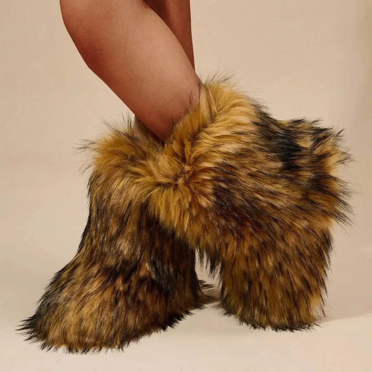 Winter Faux Fur Lining Warm Casual Snow Boots, Fashion Mid-Calf Boots For Women, Christmas Vibe Winter Faux Fur Lining Warm Casual Snow Boots, Fashion Mid-Calf Boots For Women, Christmas Vibe