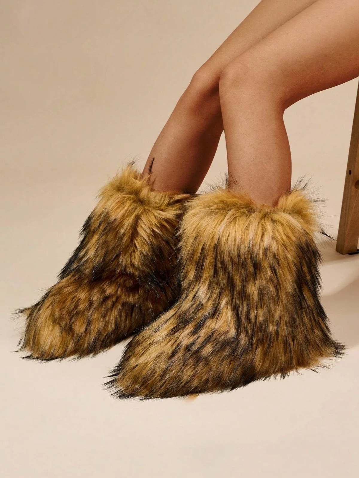 Winter Faux Fur Lining Warm Casual Snow Boots, Fashion Mid-Calf Boots For Women, Christmas Vibe