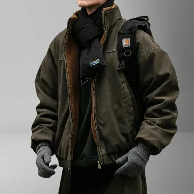 Winter Heavyweight Mens Jacket Japanese Vintage PU Coated Windproof Thick Fleece Lined Warm Distressed Streetwear Long
