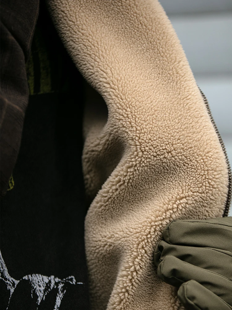 Winter Heavyweight Mens Jacket Japanese Vintage PU Coated Windproof Thick Fleece Lined Warm Distressed Streetwear Long