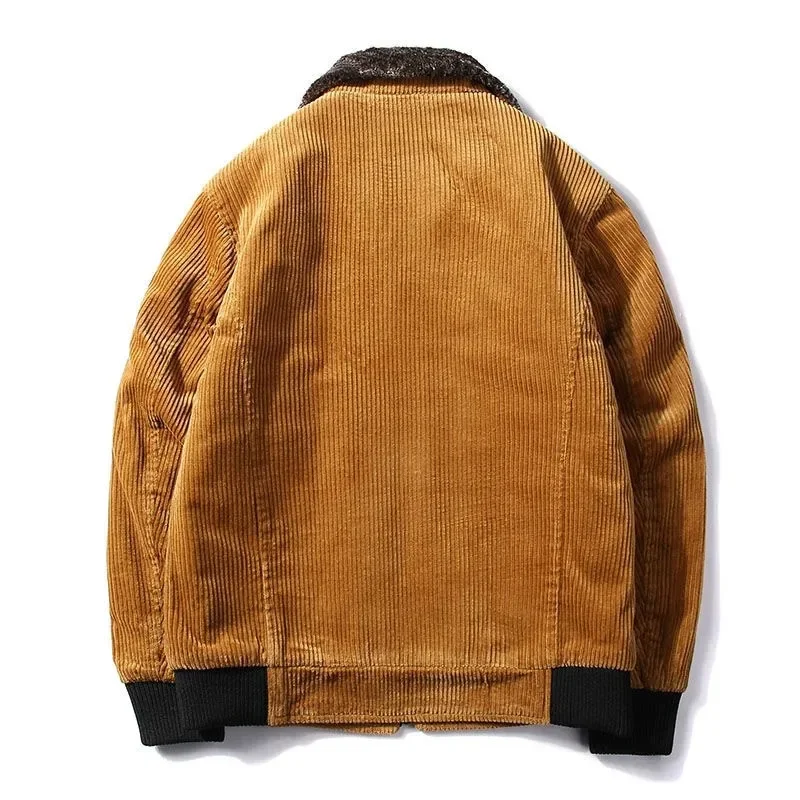 Winter Jacket Men Male Thermal Windbreaker Plus Size Men's Warm Winter Corduroy Jackets and Coats Fur Collar Casual
