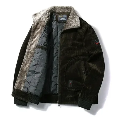 Winter Jacket Men Male Thermal Windbreaker Plus Size Men's Warm Winter Corduroy Jackets and Coats Fur Collar Casual