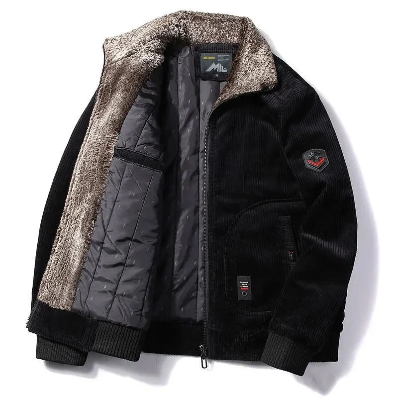 Winter Jacket Men Male Thermal Windbreaker Plus Size Men's Warm Winter Corduroy Jackets and Coats Fur Collar Casual