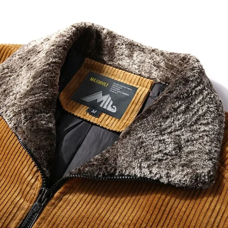 Winter Jacket Men Male Thermal Windbreaker Plus Size Men's Warm Winter Corduroy Jackets and Coats Fur Collar Casual