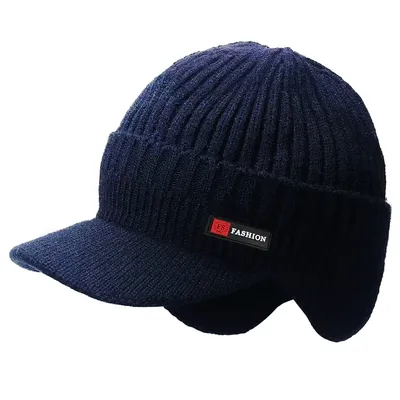 Winter Men Hat Outdoor Ear Protection Warm Thick Bicycle Knitted Cap Scarf Windproof Visors Baseball Cap Male