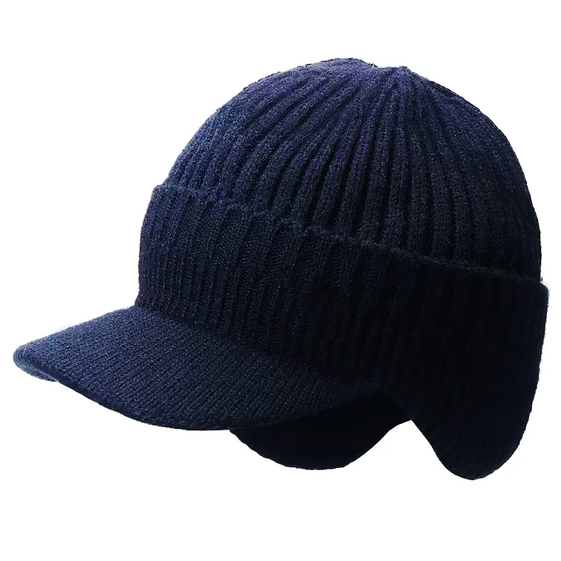 Winter Men Hat Outdoor Ear Protection Warm Thick Bicycle Knitted Cap Scarf Windproof Visors Baseball Cap Male