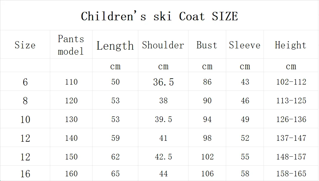 Winter Ski Children's Ski coat and pants 2pieces set Warm Waterproof Boys Girls Outdoor Skiing Snowboarding Winter Ski