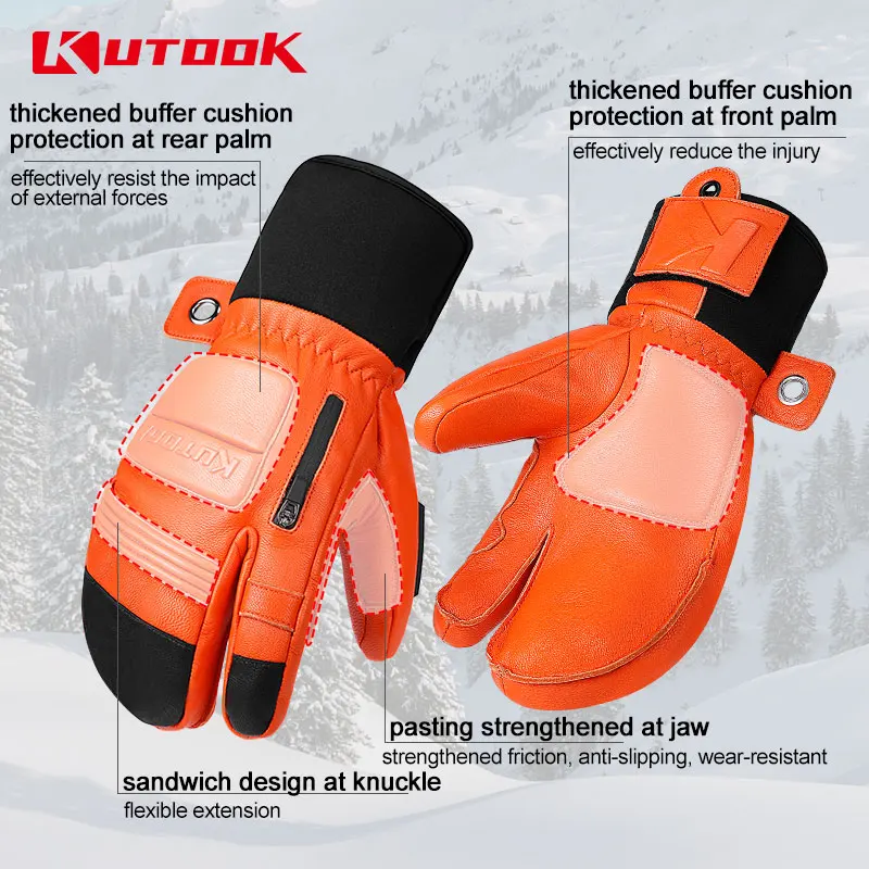 Winter Ski Gloves Goatskin Leather Mittens 3M Thinsulate Snowboard Gloves Thermal Warm Skiing Gloves Waterproof Men Winter Ski Gloves Goatskin Leather Mittens 3M Thinsulate Snowboard Gloves Thermal Warm Skiing Gloves Waterproof Men