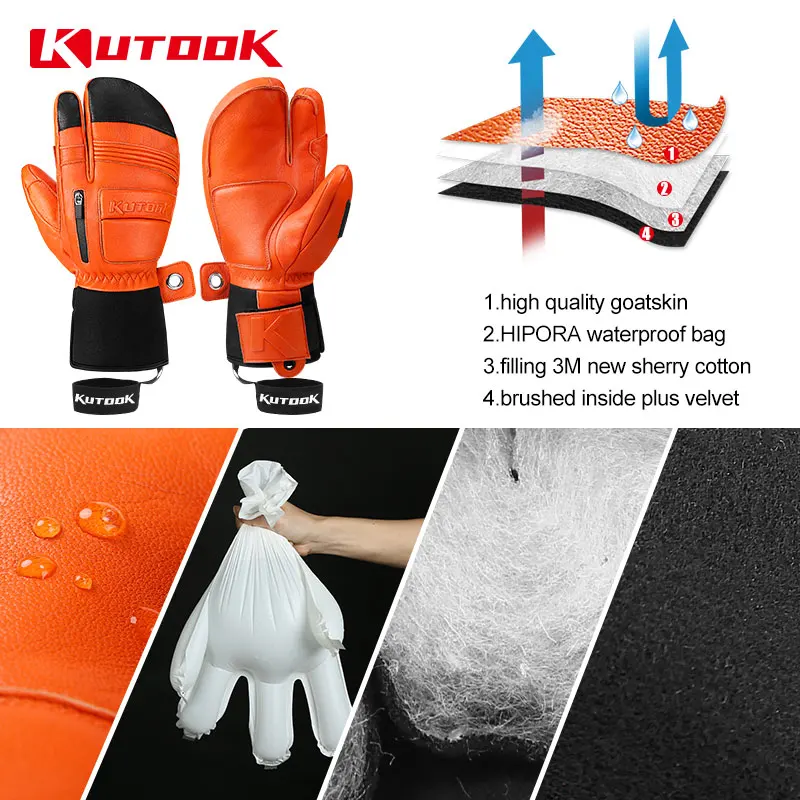 Winter Ski Gloves Goatskin Leather Mittens 3M Thinsulate Snowboard Gloves Thermal Warm Skiing Gloves Waterproof Men Winter Ski Gloves Goatskin Leather Mittens 3M Thinsulate Snowboard Gloves Thermal Warm Skiing Gloves Waterproof Men