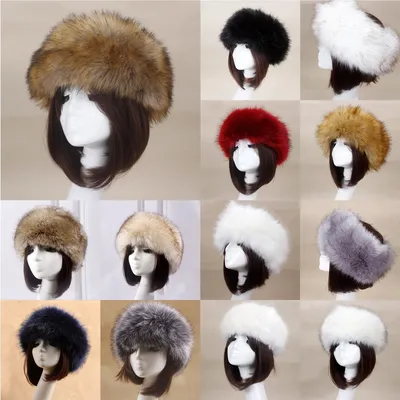 Winter Thick Furry Hairband Fluffy Russian Faux Fur Women Girl Fur Headband Hat Winter Outdoor Earwarmer Ski Hats new