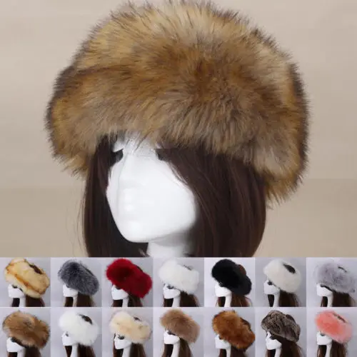 Winter Thick Furry Hairband Fluffy Russian Faux Fur Women Girl Fur Headband Hat Winter Outdoor Earwarmer Ski Hats new