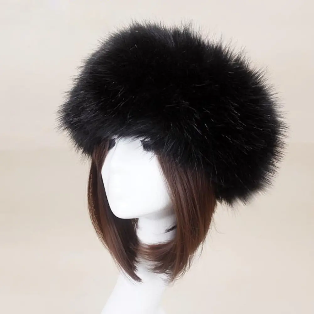 Winter Thick Furry Hairband Fluffy Russian Faux Fur Women Girl Fur Headband Hat Winter Outdoor Earwarmer Ski Hats new