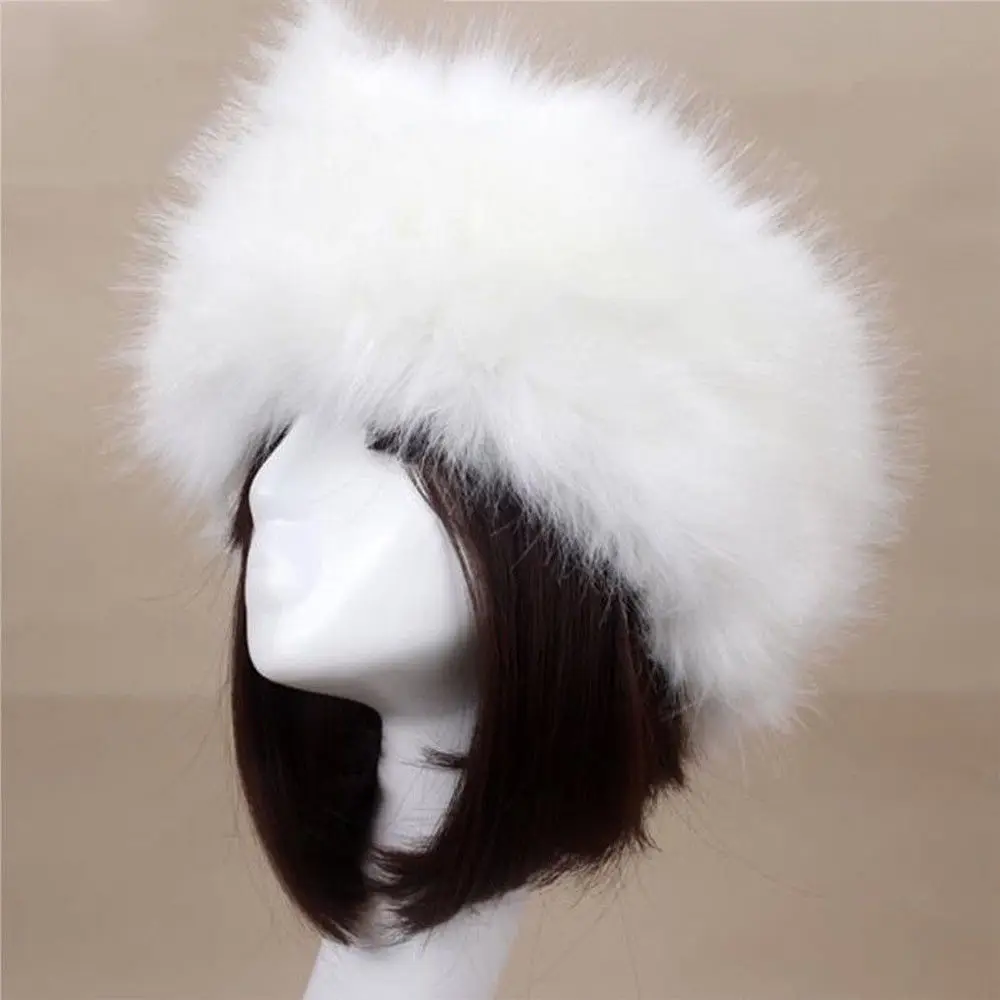 Winter Thick Furry Hairband Fluffy Russian Faux Fur Women Girl Fur Headband Hat Winter Outdoor Earwarmer Ski Hats new
