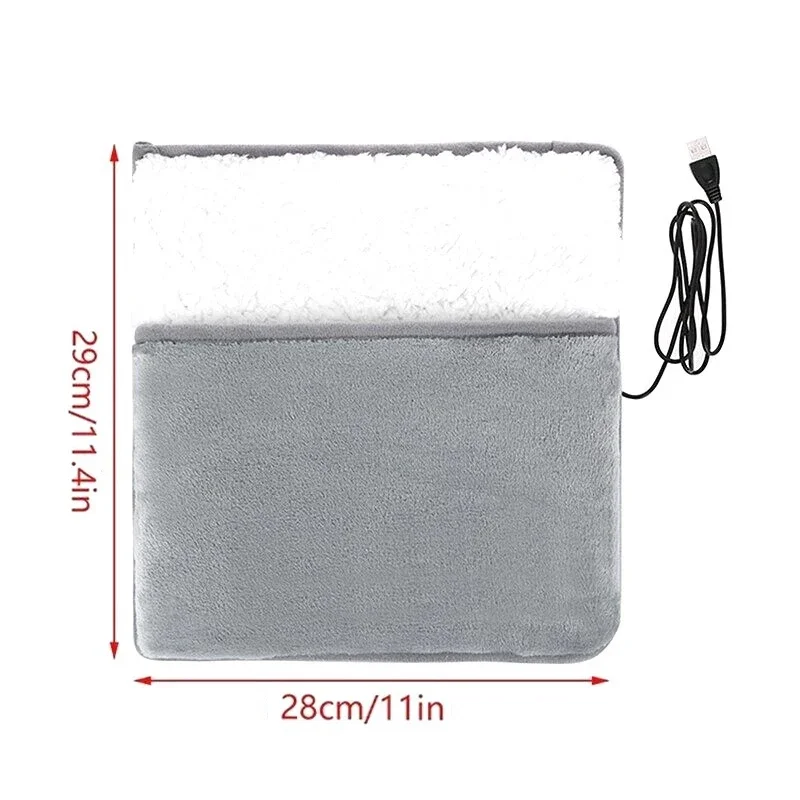 Winter USB Charging Electric Foot Heating Pad Universal Soft Plush Washable Feet Foot Warmer Heater Household Foot