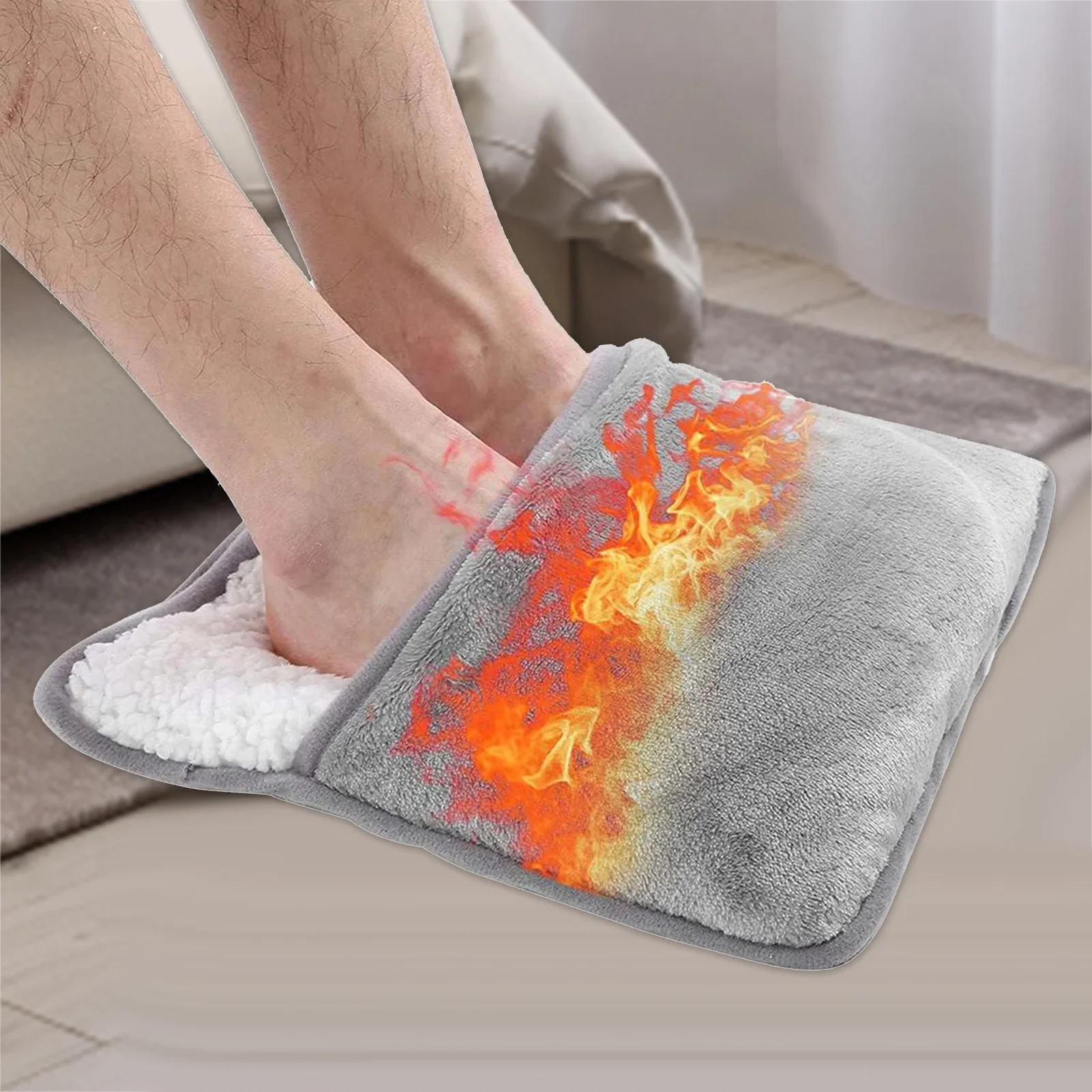 Winter USB Charging Electric Foot Heating Pad Universal Soft Plush Washable Feet Foot Warmer Heater Household Foot