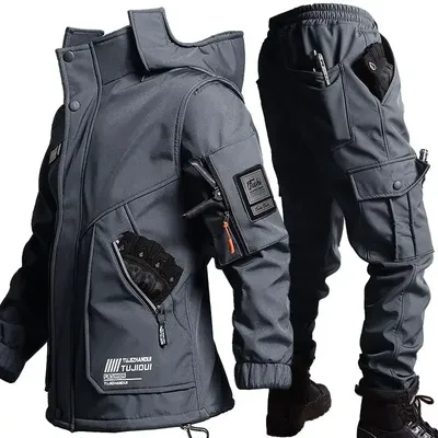 Winter Velvet Thickened Jacket Suit for Men and Women Windproof and Water-proof Outdoor Cold-proof and Warm Work Clothes Winter Velvet Thickened Jacket Suit for Men and Women Windproof and Water-proof Outdoor Cold-proof and Warm Work Clothes