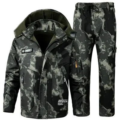 Winter Velvet Thickened Jacket Suit for Men and Women Windproof and Water-proof Outdoor Cold-proof and Warm Work Clothes Winter Velvet Thickened Jacket Suit for Men and Women Windproof and Water-proof Outdoor Cold-proof and Warm Work Clothes