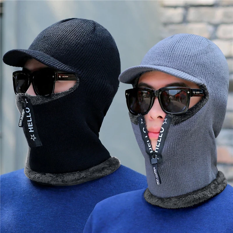 Winter Warm Wool Hat Outdoor Ear Protection Hats Warm Thick Bicycle Knitted Capd Scarf Windproof Visors Cap Winter Warm Wool Hat Outdoor Ear Protection Hats Warm Thick Bicycle Knitted Capd Scarf Windproof Visors Cap