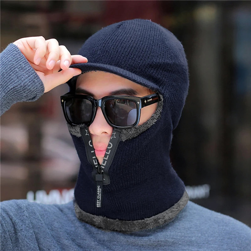 Winter Warm Wool Hat Outdoor Ear Protection Hats Warm Thick Bicycle Knitted Capd Scarf Windproof Visors Cap Winter Warm Wool Hat Outdoor Ear Protection Hats Warm Thick Bicycle Knitted Capd Scarf Windproof Visors Cap