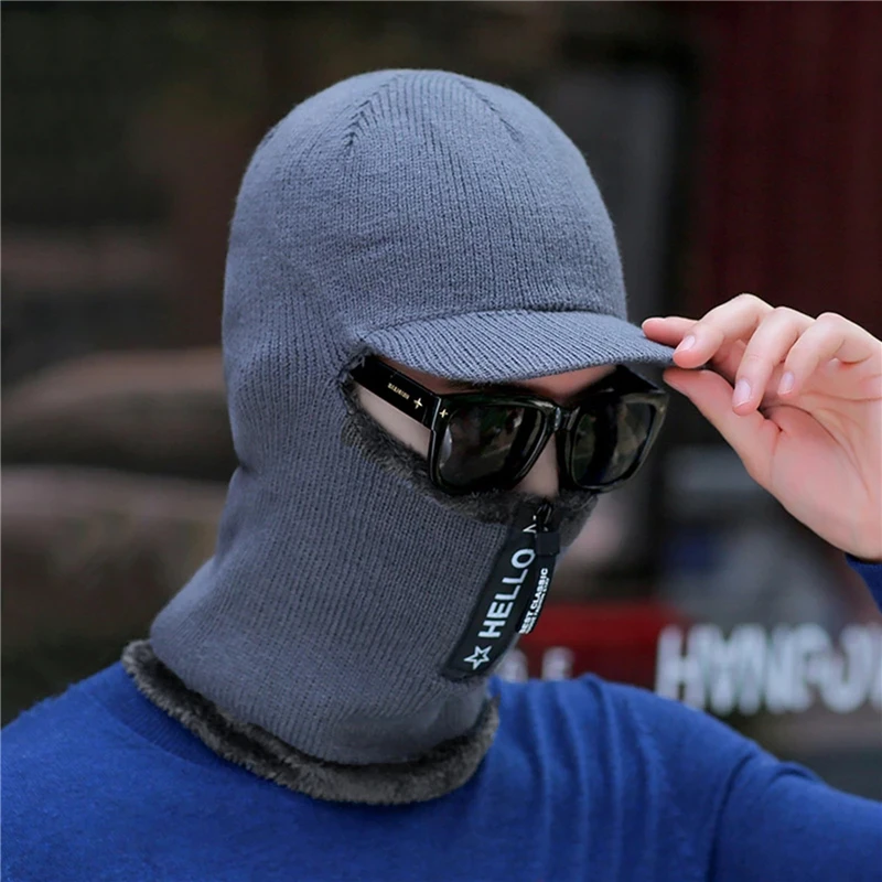 Winter Warm Wool Hat Outdoor Ear Protection Hats Warm Thick Bicycle Knitted Capd Scarf Windproof Visors Cap Winter Warm Wool Hat Outdoor Ear Protection Hats Warm Thick Bicycle Knitted Capd Scarf Windproof Visors Cap