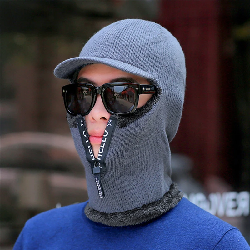 Winter Warm Wool Hat Outdoor Ear Protection Hats Warm Thick Bicycle Knitted Capd Scarf Windproof Visors Cap Winter Warm Wool Hat Outdoor Ear Protection Hats Warm Thick Bicycle Knitted Capd Scarf Windproof Visors Cap
