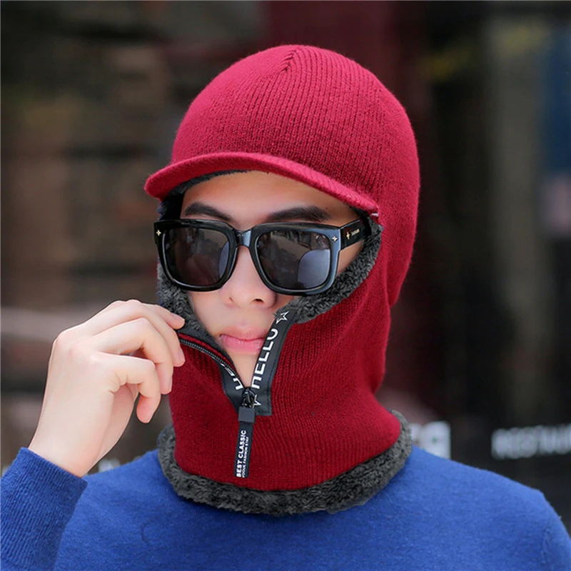 Winter Warm Wool Hat Outdoor Ear Protection Hats Warm Thick Bicycle Knitted Capd Scarf Windproof Visors Cap Winter Warm Wool Hat Outdoor Ear Protection Hats Warm Thick Bicycle Knitted Capd Scarf Windproof Visors Cap