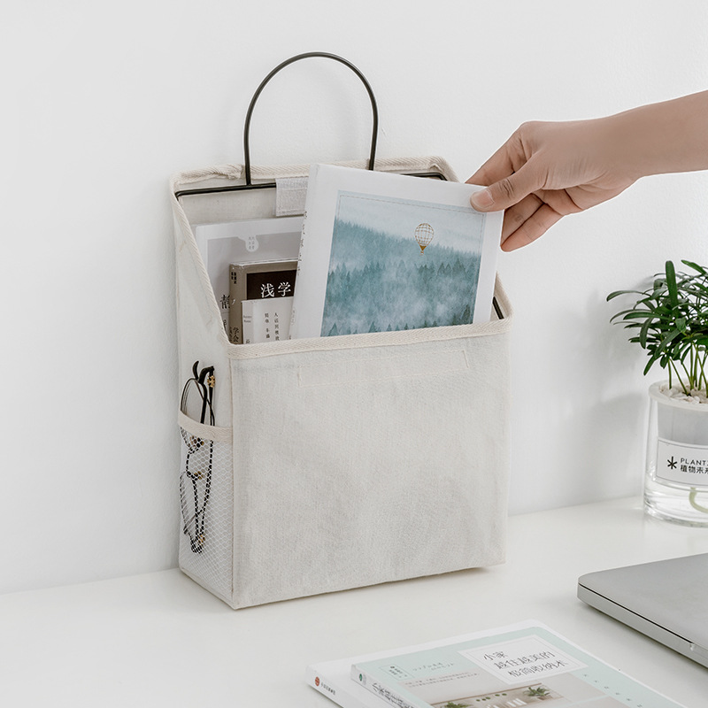 Wire Framed Linen Magazine Holder