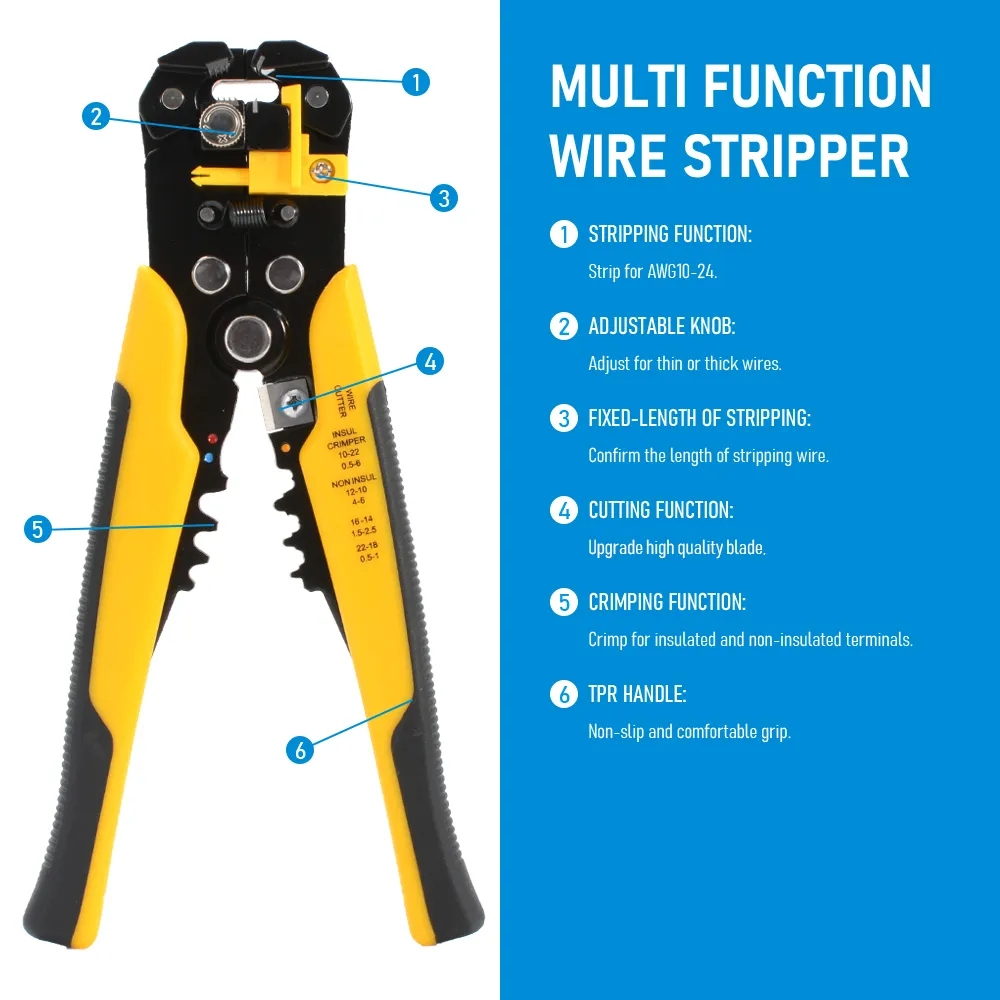 Wire Stripper And Crimper Cable Cutter Adjustable Automatic Multifunctional Stripping Crimping Pliers Terminal Hand Tool Wire Stripper And Crimper Cable Cutter Adjustable Automatic Multifunctional Stripping Crimping Pliers Terminal Hand Tool