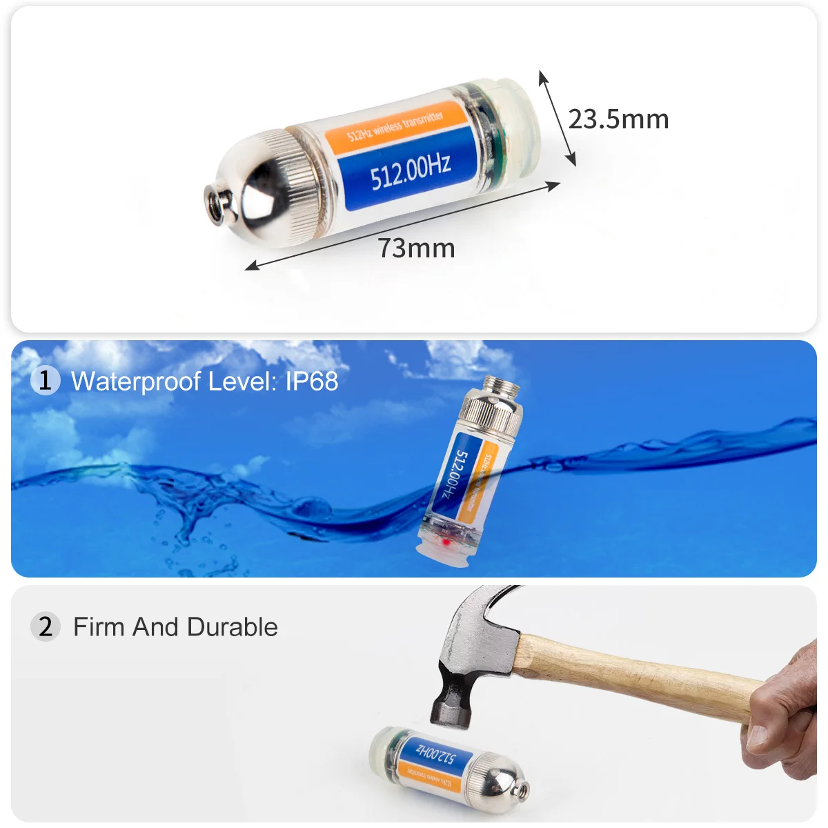 Wireless 512hz Transmitter (512Hertz Sonde) for Drain Sewer Pipeline Pipe Inspection Camera Location