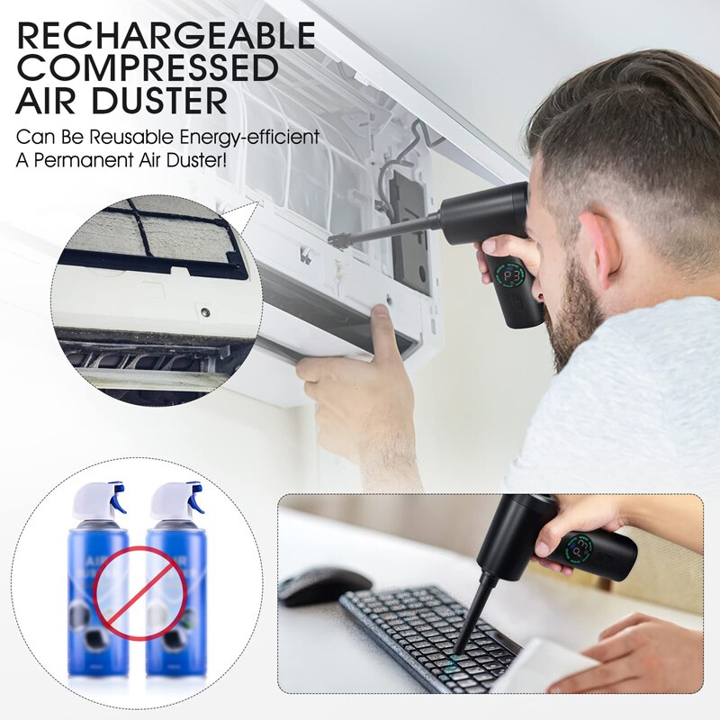 Wireless Air Duster Portable Dust Blower Handheld Dust Collector Rechargeable Large Capacity For PC Laptop Car Clean Wireless Air Duster Portable Dust Blower Handheld Dust Collector Rechargeable Large Capacity For PC Laptop Car Clean