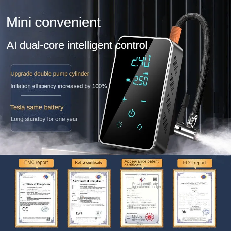 Wireless Air Pump 150psi Touch Screen Portable Electric Tire Inflator For Car Bicycle Motorcycle Mini Air Compressor