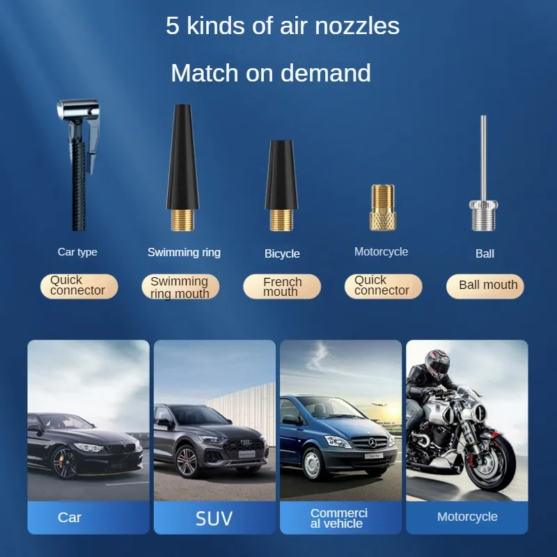 Wireless Air Pump 150psi Touch Screen Portable Electric Tire Inflator For Car Bicycle Motorcycle Mini Air Compressor