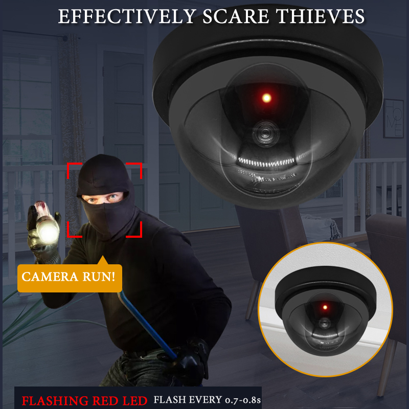 Wireless Black/White Dummy Camera Fake Plastic Dome CCTV Security Camera With Flashing Led Surveillance System Indoor