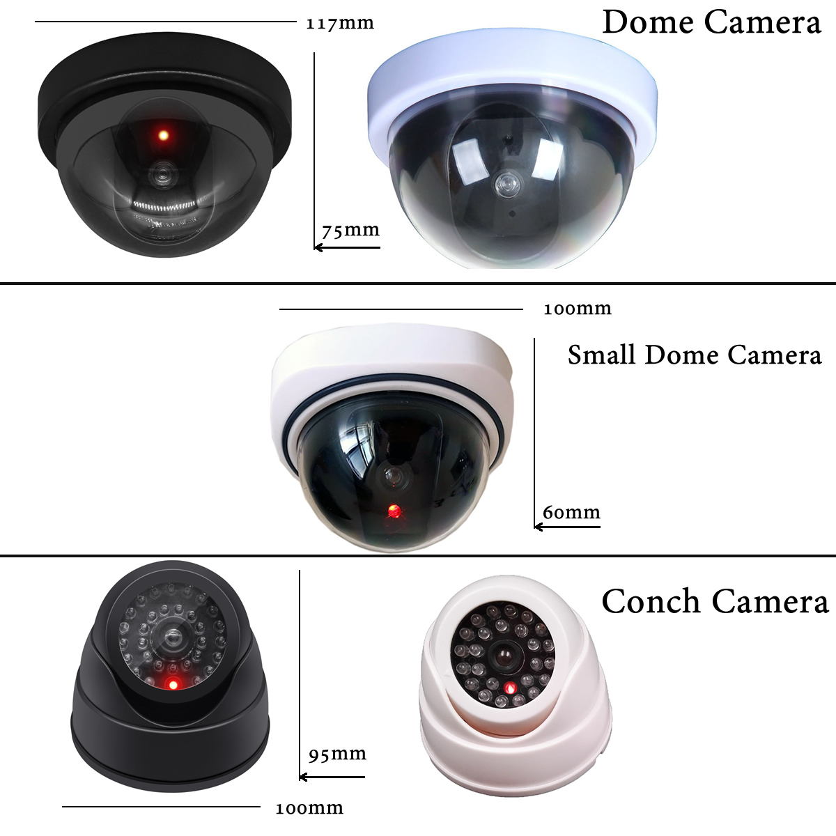 Wireless Black/White Dummy Camera Fake Plastic Dome CCTV Security Camera With Flashing Led Surveillance System Indoor