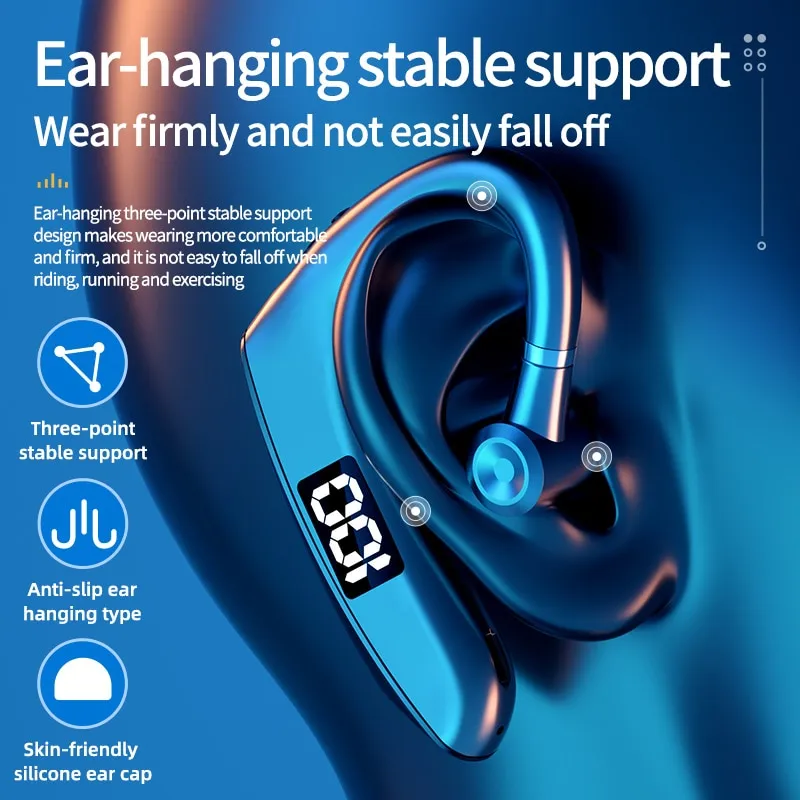 Wireless Bluetooth Headphones Digital Display Single Earbuds Ultra Long Standby Business Earphones HD Call Headset Mono
