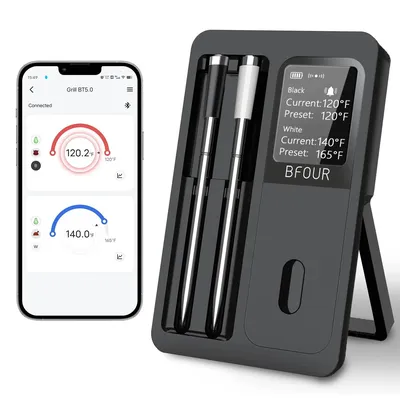 Wireless Bluetooth Meat Thermometer IP67 Waterproof Probes with LCD Screen Booster Rechargeable for Grilling Smoker BBQ Wireless Bluetooth Meat Thermometer IP67 Waterproof Probes with LCD Screen Booster Rechargeable for Grilling Smoker BBQ