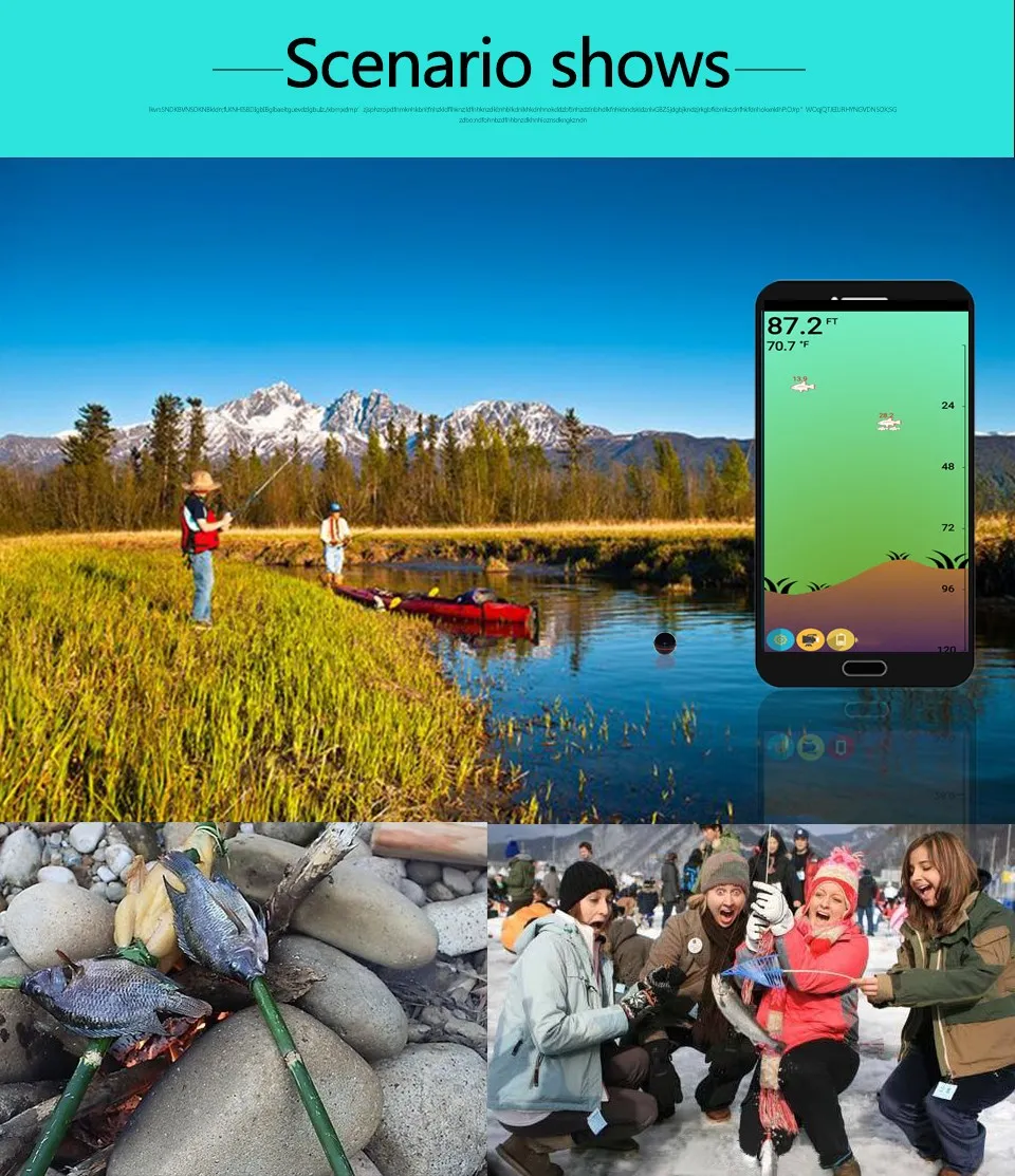 Wireless Bluetooth Smart Sonar Fish Finder 48m/160ft Fish Finder Portable Outdoor Fishing Equipment For IOS and Android
