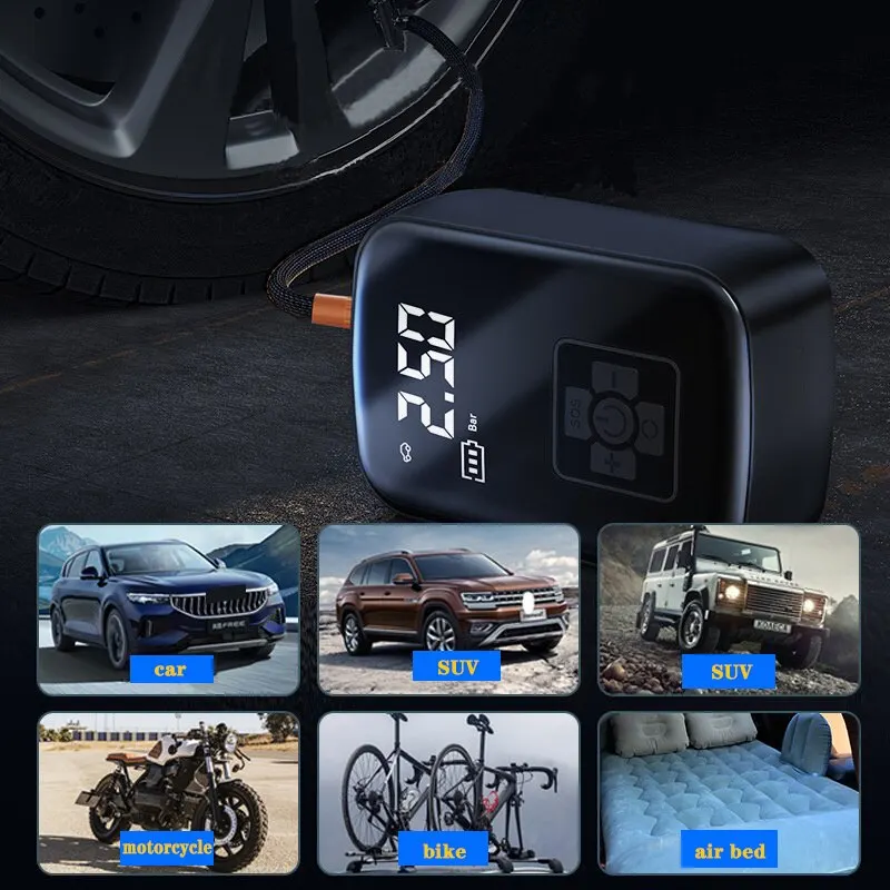 Wireless Car Air Compressor Electric Tire Inflator Pump for Motorcycle Bicycle Boat AUTO Tyre Balls Wireless Car Air Compressor Electric Tire Inflator Pump for Motorcycle Bicycle Boat AUTO Tyre Balls
