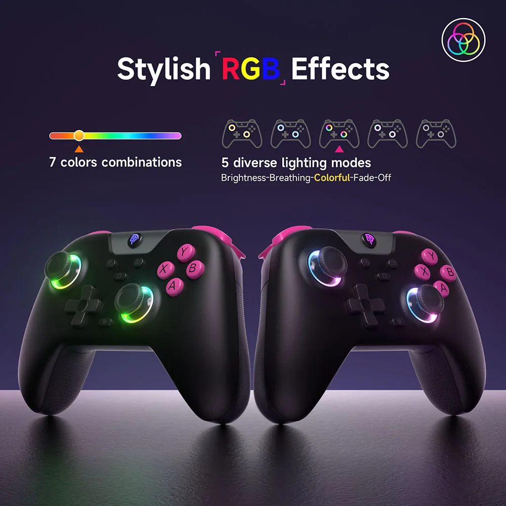 Wireless Gamepad Controller with Bluetooth, Dongle, Wired for PC/Phone/Switch/ Steam Gamer, Hall Effect Wireless Gamepad Controller with Bluetooth, Dongle, Wired for PC/Phone/Switch/ Steam Gamer, Hall Effect