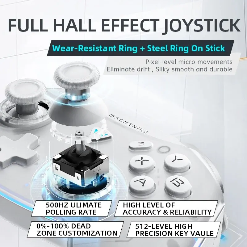 Wireless Gamepad Rechargeable Gaming Controller Hall Trigger Joystick Mecha-Tactile Buttons For Switch PC Android IOS Wireless Gamepad Rechargeable Gaming Controller Hall Trigger Joystick Mecha-Tactile Buttons For Switch PC Android IOS