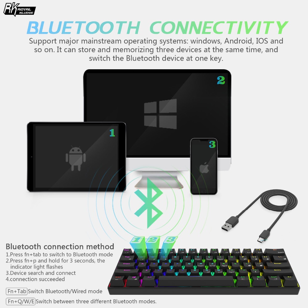 Wireless Gaming Keyboard Colorful Backlights Wireless Gaming Keyboard Colorful Backlights