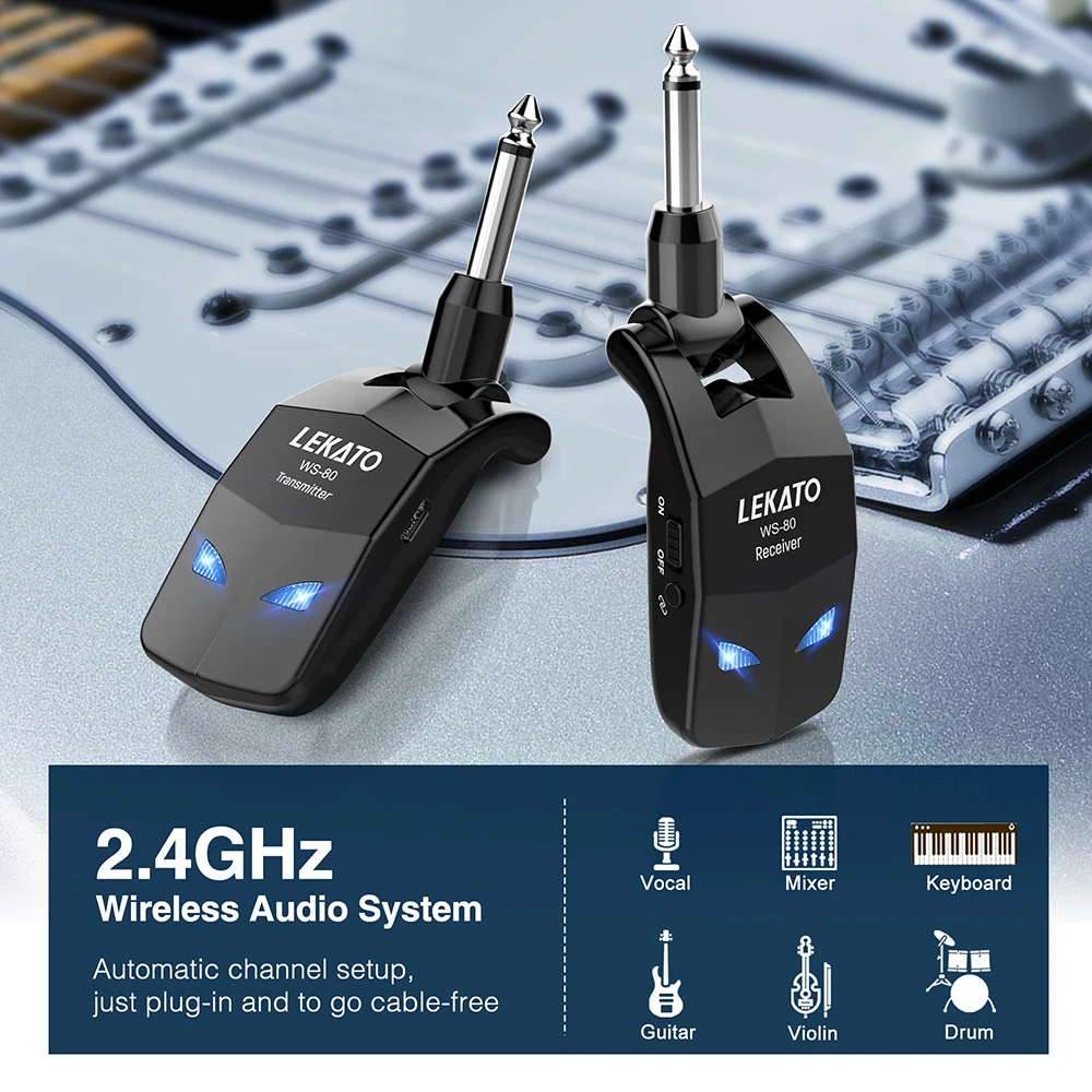 Wireless Guitar System 2.4Ghz Guitar Transmitter Receiver For Electric Guitar Wireless Transmitter Built-In Rechargeable Wireless Guitar System 2.4Ghz Guitar Transmitter Receiver For Electric Guitar Wireless Transmitter Built-In Rechargeable