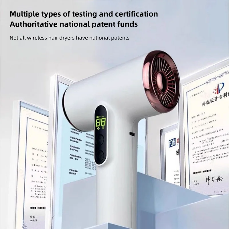 Wireless Hair Dryer 30000 Rpm High-Speed Dry Cold Warm Wind Home Dormitory Travel USB Charging Hair Wireless Hair Dryer 30000 Rpm High-Speed Dry Cold Warm Wind Home Dormitory Travel USB Charging Hair