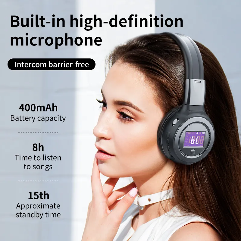 Wireless Headphones fm Radio Over Ear Bluetooth Stereo Earphone Headset for Computer Phone,Support TF card,AUX Wireless Headphones fm Radio Over Ear Bluetooth Stereo Earphone Headset for Computer Phone,Support TF card,AUX