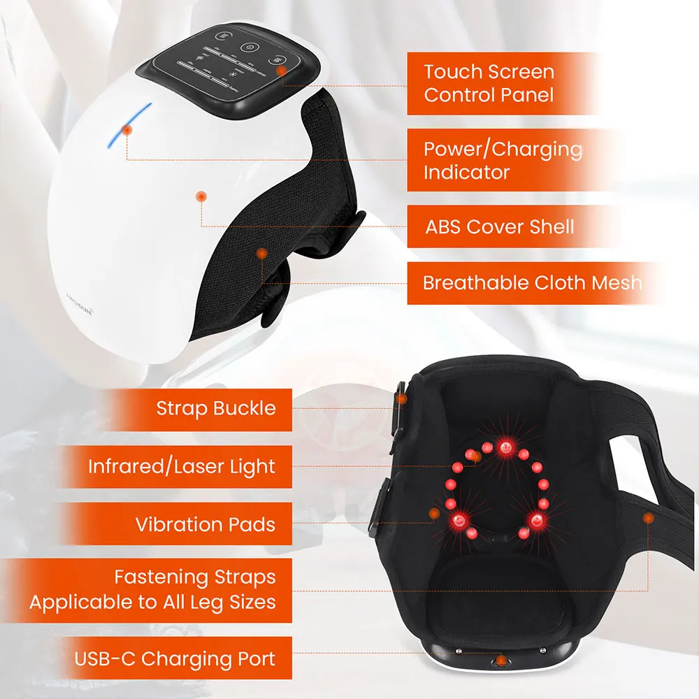 Wireless Knee Massager LED Touch Button Displays Type C Interface Charge Three Heating Modes Knee Fatigue and Pain Wireless Knee Massager LED Touch Button Displays Type C Interface Charge Three Heating Modes Knee Fatigue and Pain